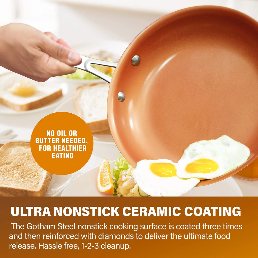 Gotham Steel 20 Pc Copper Pots and Pans Set Nonstick Cookware Set, Pot and Pan Set, Kitchen Cookware Sets, Ceramic Cookware Set, Ceramic Non Stick Pots and Pans Set with Lids, Pot Set, Dishwasher Safe
