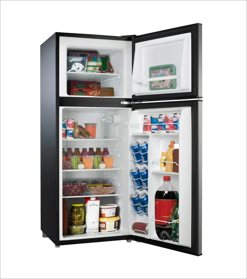 Stainless Steel 4.6 Cu Ft Mini Fridge with Freezer – Compact Two-Door Refrigerator for Dorms, Offices, or Apartments