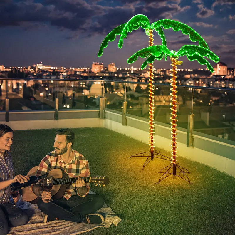 Outdoor Lighted Palm Tree Decor – Weatherproof Illuminated Patio Accent for Evening Ambiance