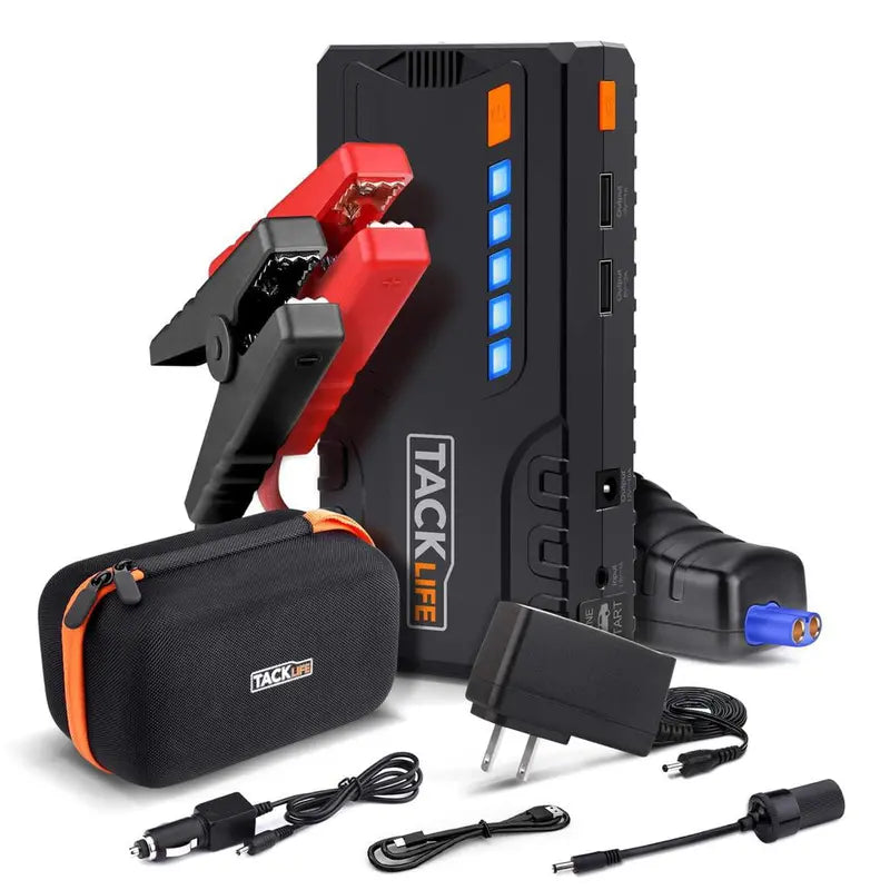 Tacklife T6 Car Jump Starter – 800A Peak, 18000mAh, LCD Display, Quick-Charge, Safety-Protected (Gas up to 7.0L / Diesel up to 5.5L)