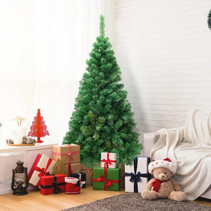 Sturdy Pre-Lit Artificial Christmas Tree with Reinforced Metal Stand