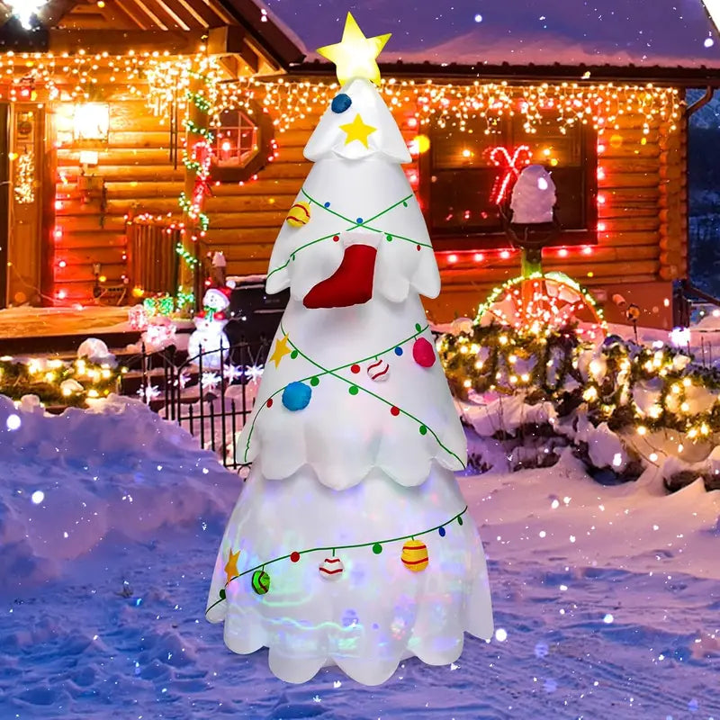Tangkula 8ft Lighted Inflatable Christmas Tree with Rotating LED Lights, Waterproof Polyester for Indoor/Outdoor Holiday Decor