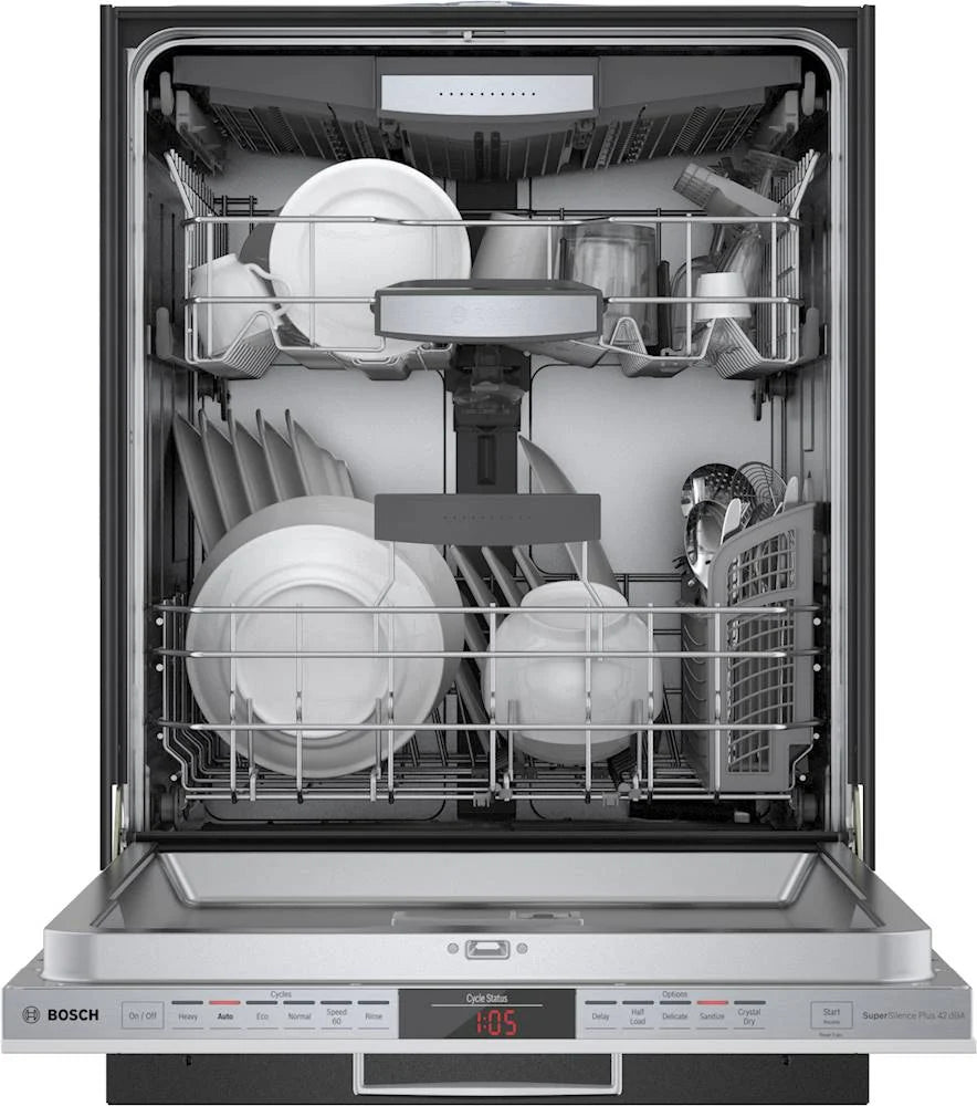 Bosch - 800 Series 24" Top Control Built-In Dishwasher with CrystalDry, Stainless Steel Tub, 3rd Rack, 42 dBa - Custom Panel Ready
