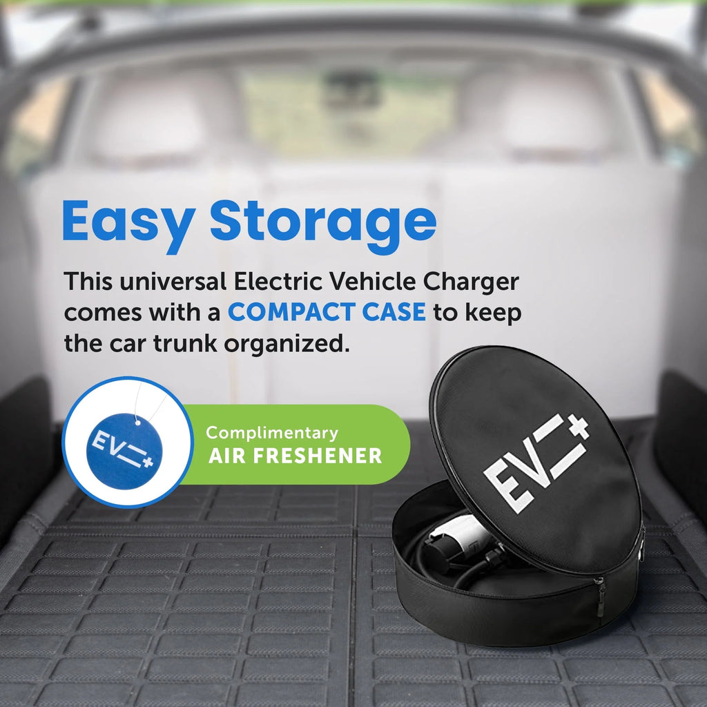 EV+ 16A EV Charging Station, Portable Electric Vehicle Charger, Level 2 EV Home Charging Station, 25-ft Cord SAE J1772 EV Charging Cable with NEMA 6-20, Travel Case, EVSE Level 2 Charging Station