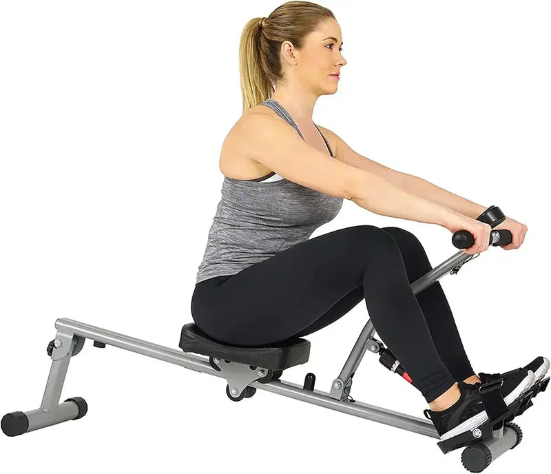 Sunny Health & Fitness Compact Rowing Machine – 12-Resistance-Level Indoor Rower with Space-Saving Design