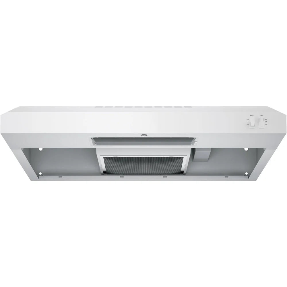 GE - 30" Convertible Range Hood - White on white