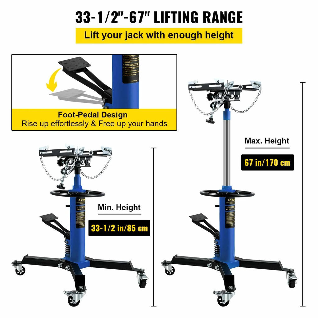 BENTISM Transmission Jack 1100 lbs 2-Stage Hydraulic High Lift Vertical Telescopic,Blue