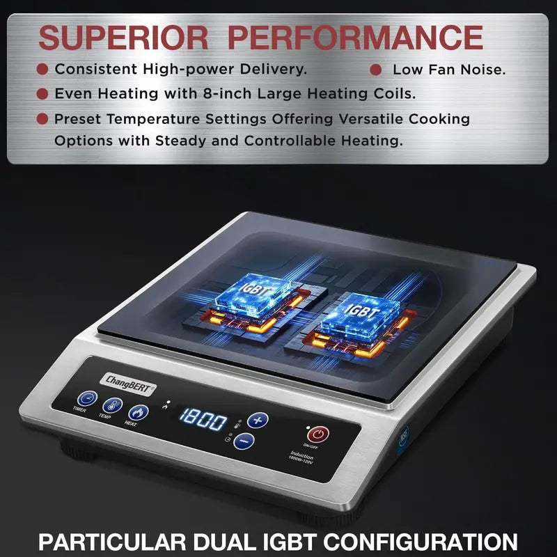 Stainless Steel Portable Induction Cooktop with 8-Inch Heating Zone