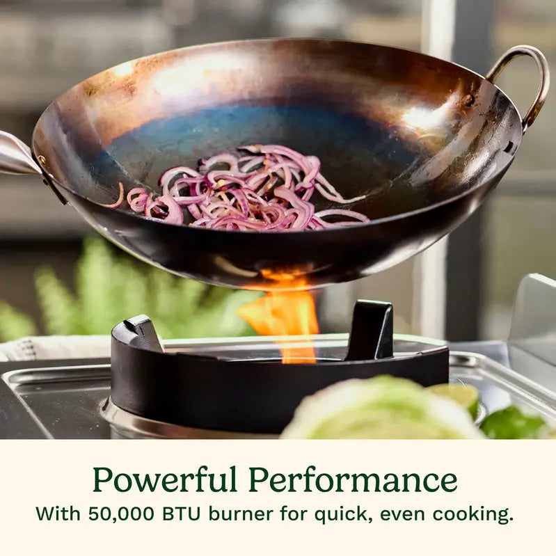Cuisinart Outdoor Wok Station  50,000 BTU Propane Burner with Prep Table & 14 Carbon Steel Wok