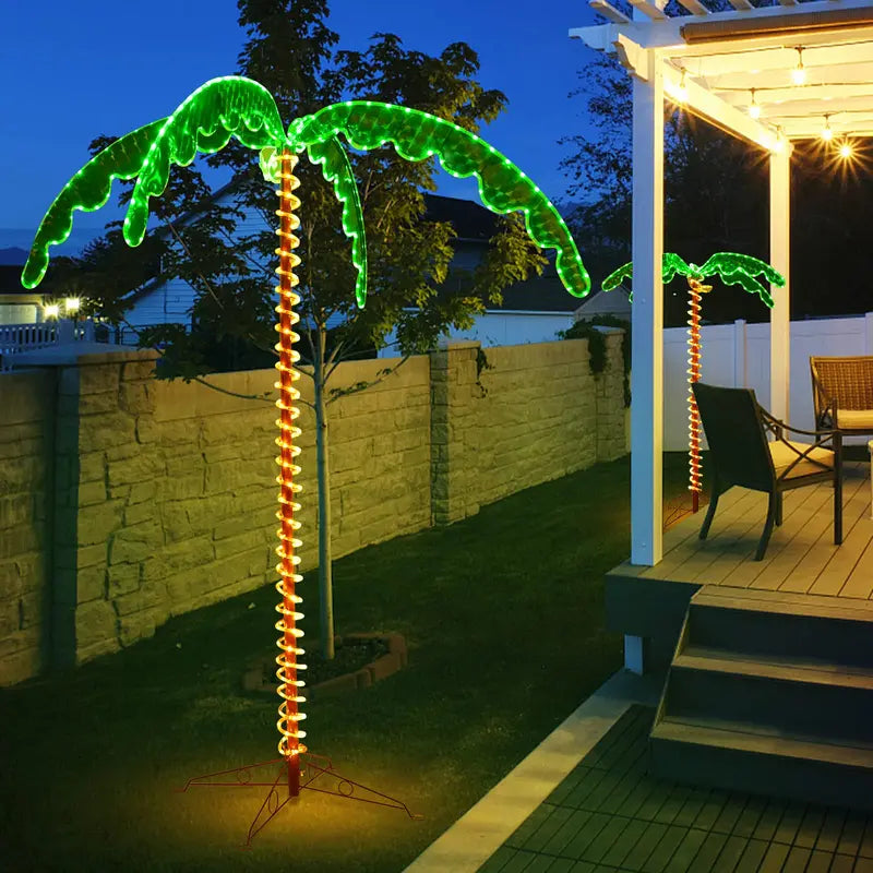 Outdoor Lighted Palm Tree Decor – Weatherproof Illuminated Patio Accent for Evening Ambiance