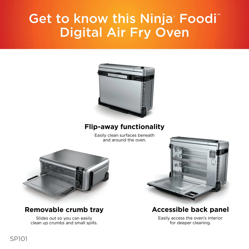 Ninja?? SP101 Foodia? 8 - in - 1 Digital Air Fry Oven, Flip - Away for Storage, Dehydrate, Keep Warm