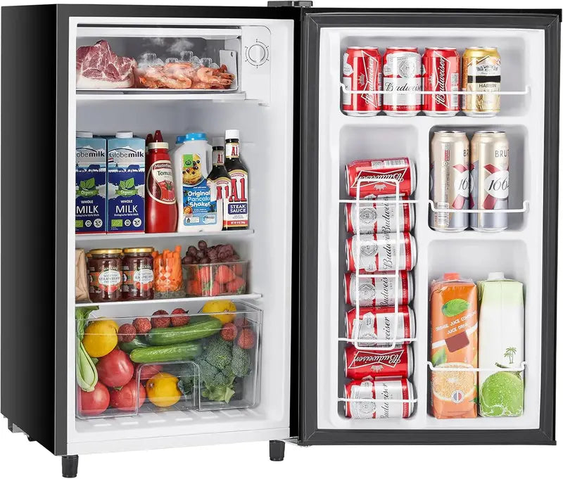 Sweetcrispy 3.2 Cu Ft Mini Fridge with Freezer — Single-Door, Adjustable Thermostat, Low-Noise, Energy-Efficient Dorm Refrigerator (Black)