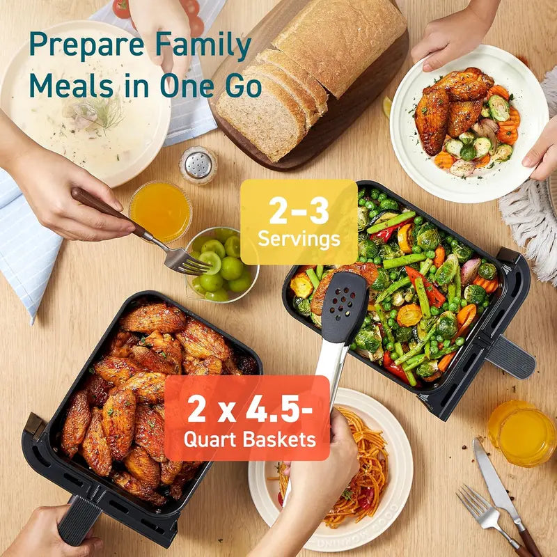 COSORI 9-Quart Dual Basket Air Fryer  10-in-1 Family-Sized Cooking Appliance