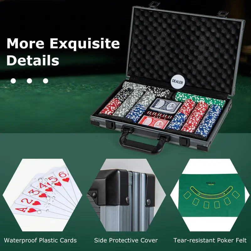 Compact 400-Piece Casino-Style Poker Chip Set  With 6 Card Decks and Dealer Button