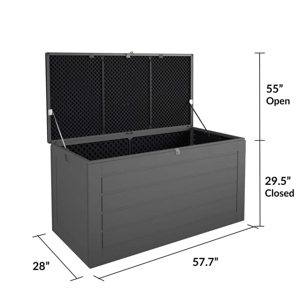 Cosco 88180BGY1E 180 Gal. Extra Large . Black and Charcoal Outdoor Deck Box
