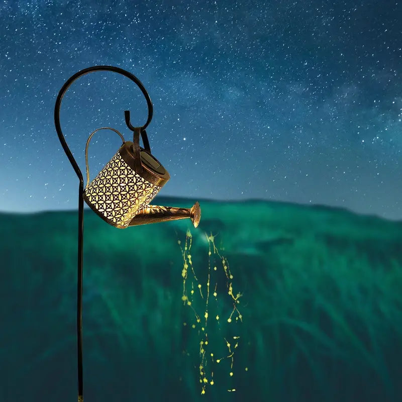 Syenll Solar Watering Can Light, Metal, Waterproof, Warm White LED, Solar-Powered Garden Decor