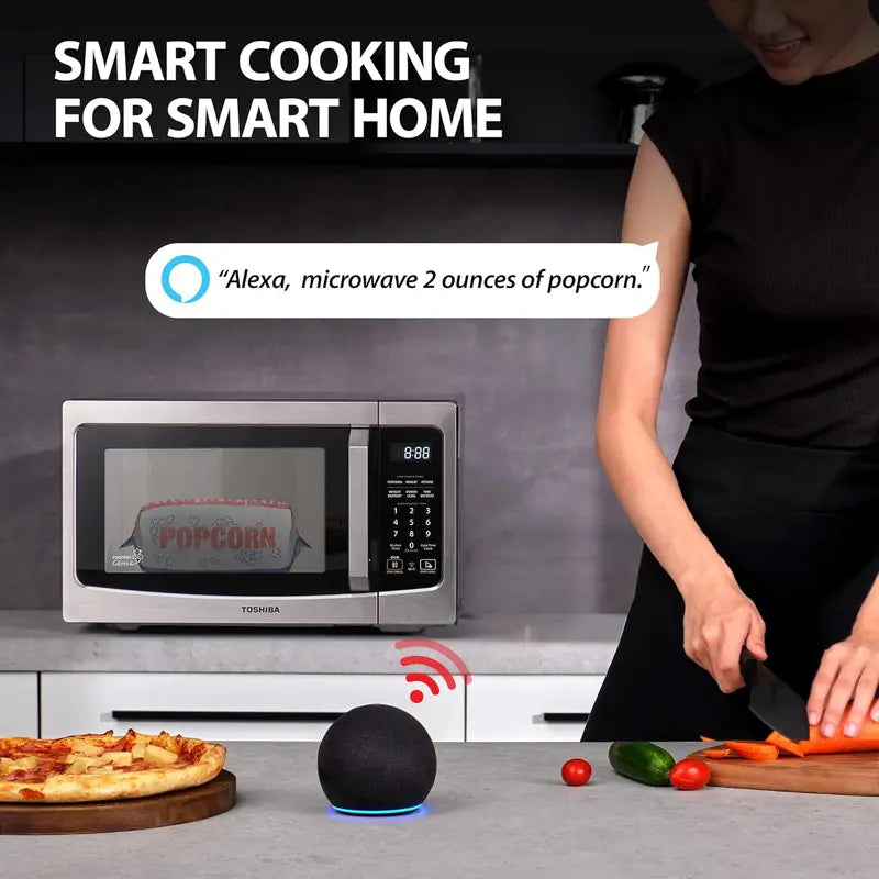 Toshiba ML-EC42P(SS) 4-in-1 Microwave Oven — Convection, Air Fryer, Smart Sensor Cooking, 1.5 Cu. Ft., Silver Finish
