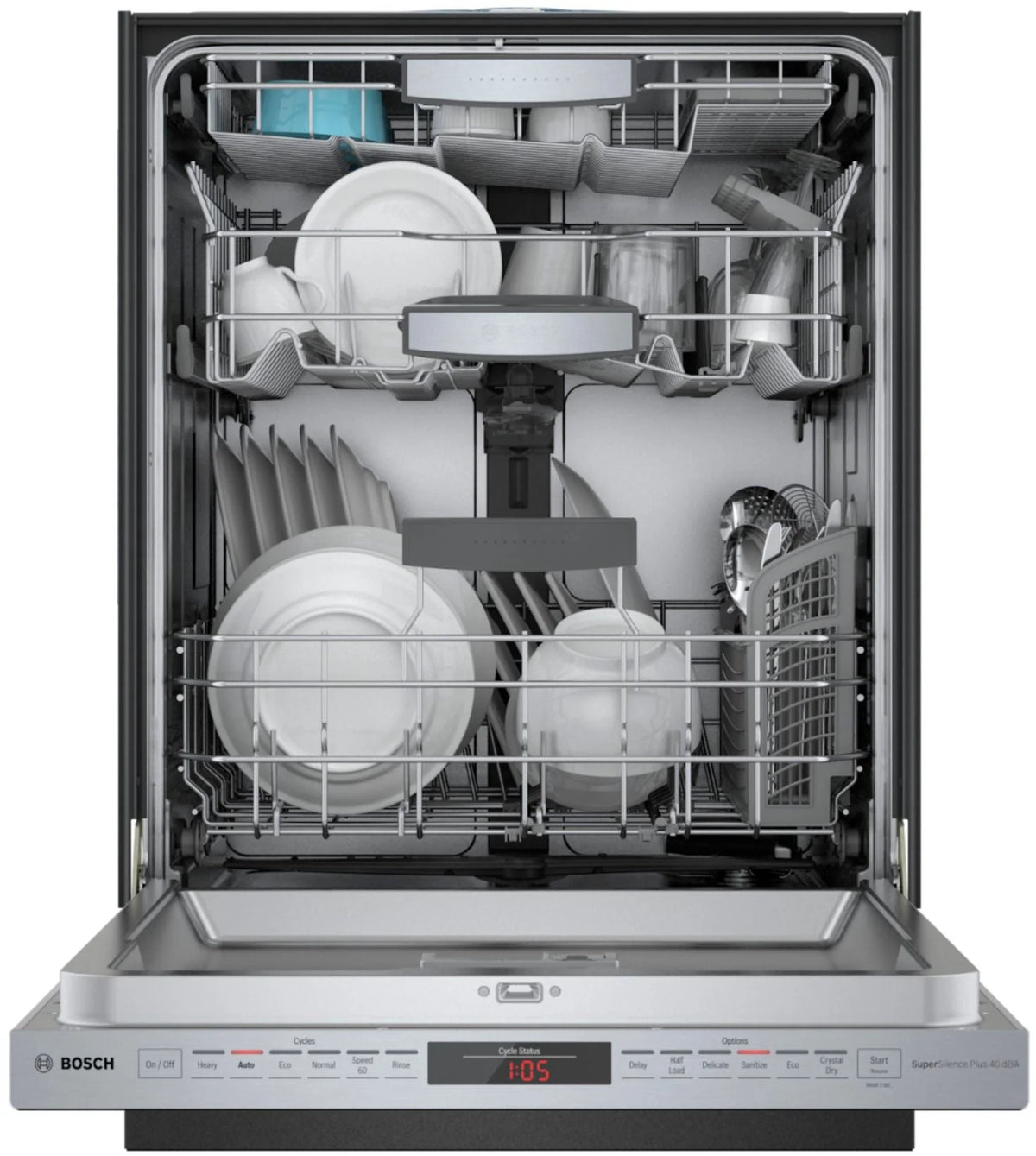 Bosch - 800 Series 24" Top Control Built-In Dishwasher with CrystalDry, Stainless Steel Tub, 3rd Rack, 40 dBa - Stainless steel