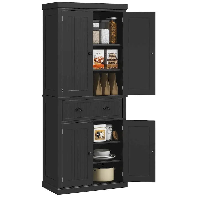 Traditional Pantry Cabinet – 72″ Freestanding Storage with Doors, Drawers & Adjustable Shelves