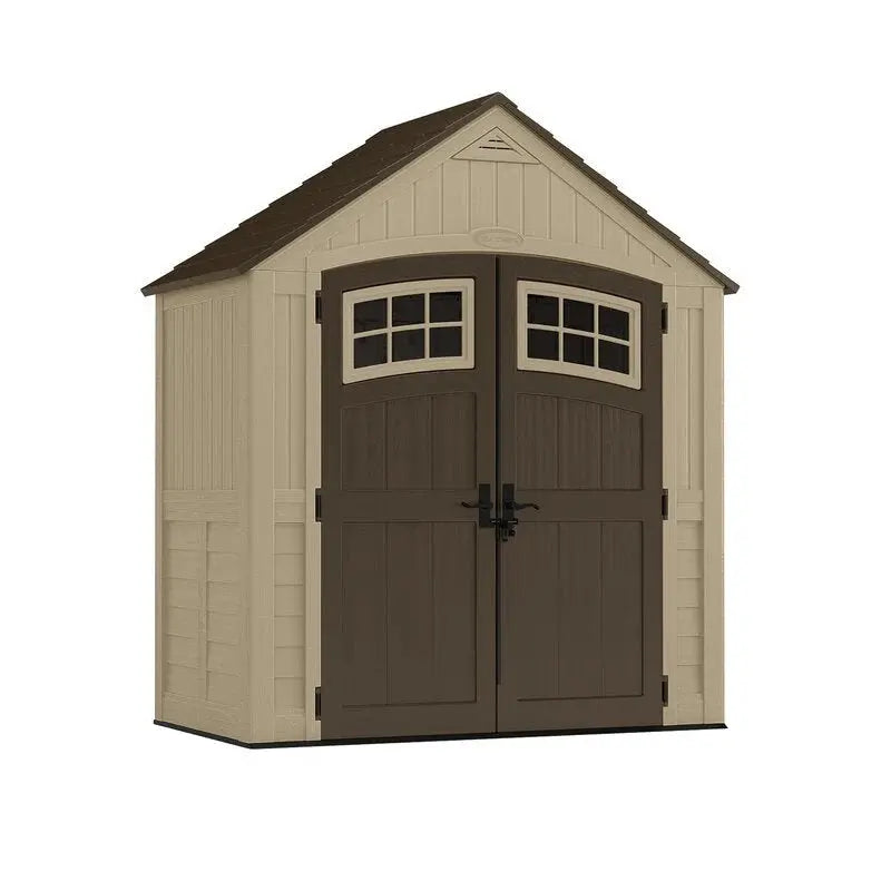 Sutton Outdoor Plastic Storage Shed – 7'5″ W × 4′ D Resin Structure