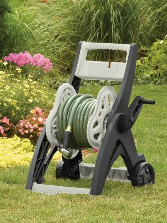 Suncast Hosemobile 175-Foot Wheeled Hose Reel Cart – Gray, All-in-One Storage & Mobility