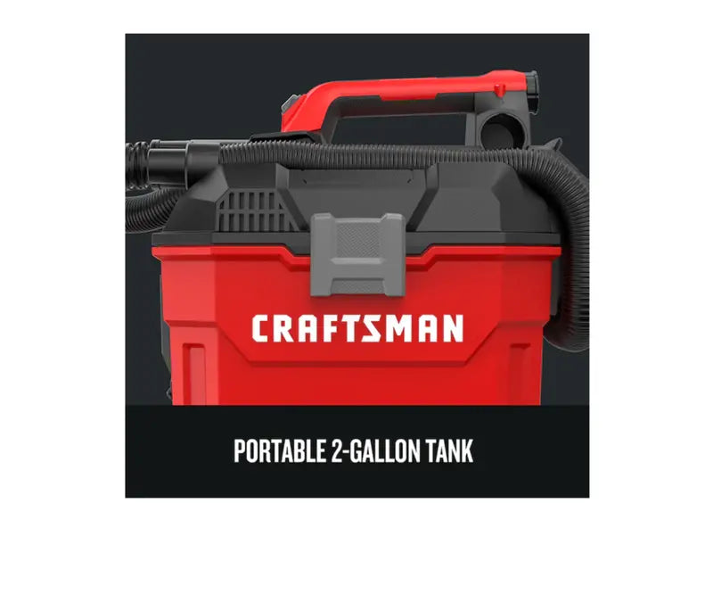 CRAFTSMAN V20 2-Gallon Cordless Wet/Dry Vacuum  HEPA Filtration, Portable Design, 20V Platform (Battery Sold Separately)