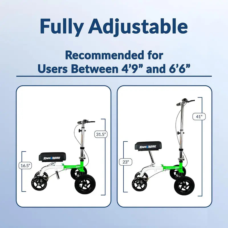 Compact All-Terrain Knee Scooter  Heavy-Duty Adult Walker for Ankle/Foot Recovery, Post-Surgery Mobility Aid (Green)