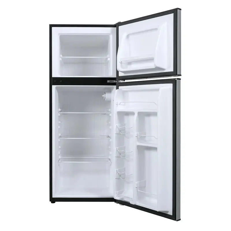 Stainless Steel 4.6 Cu Ft Mini Fridge with Freezer – Compact Two-Door Refrigerator for Dorms, Offices, or Apartments