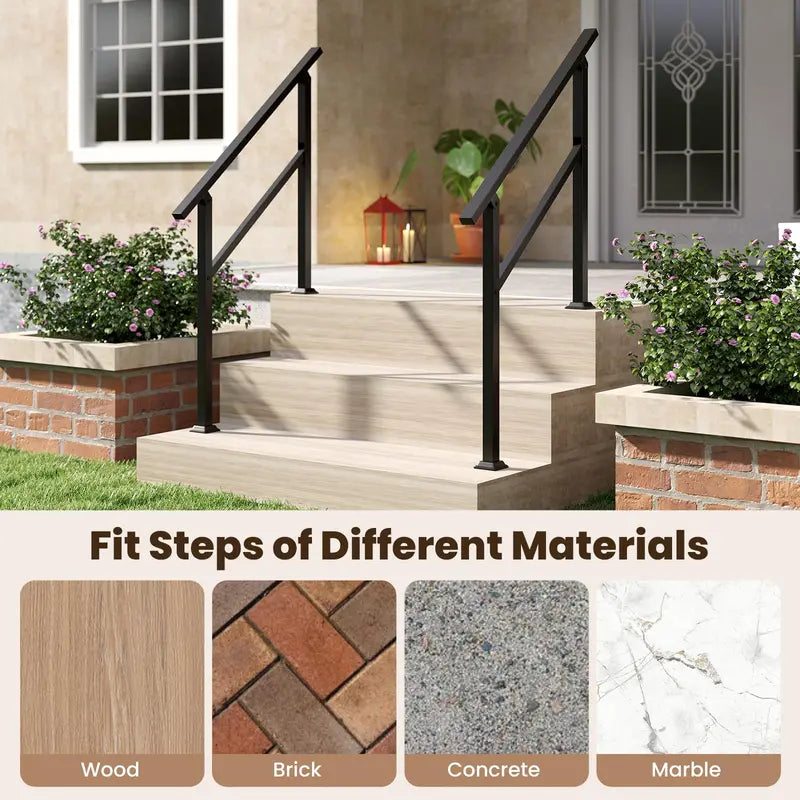 Compact Outdoor Metal Handrail for 0  Steps