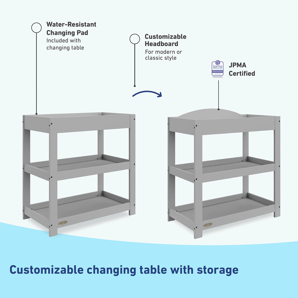 Graco Customizable Changing Water Resistant Pebble