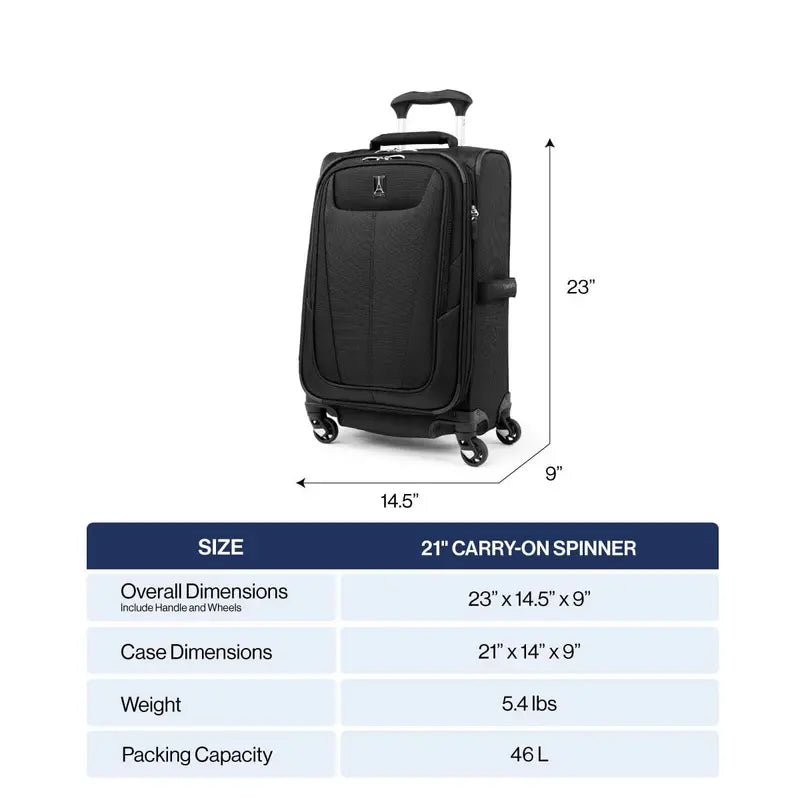 Travelpro Maxlite 5 Carry-On Luggage – Lightweight Expandable Softside Suitcase