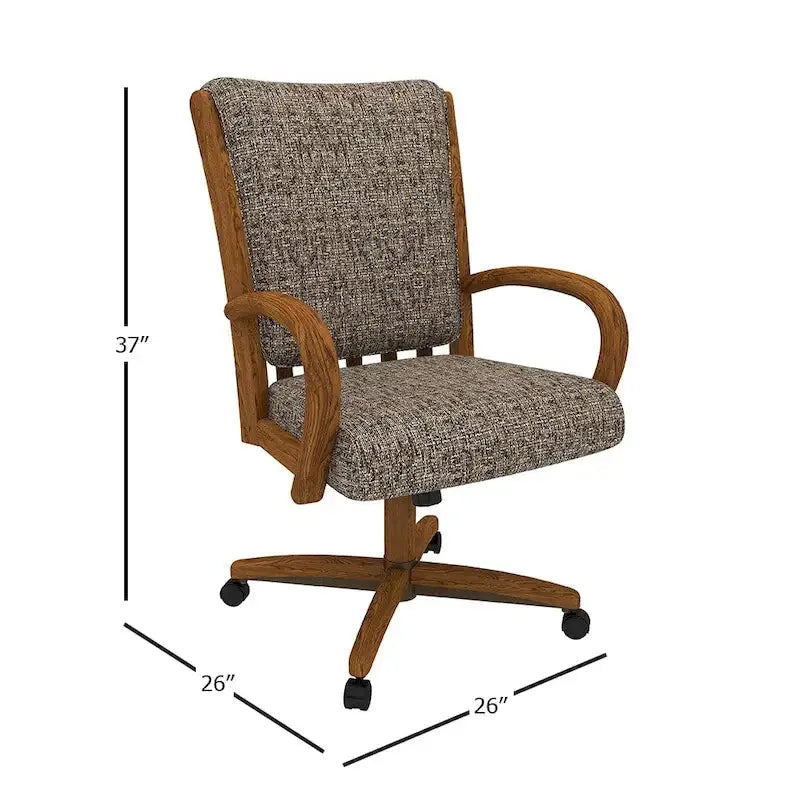 Darell Caster Dining Chair by Chromcraft  Chestnut-Finished Modern Seating