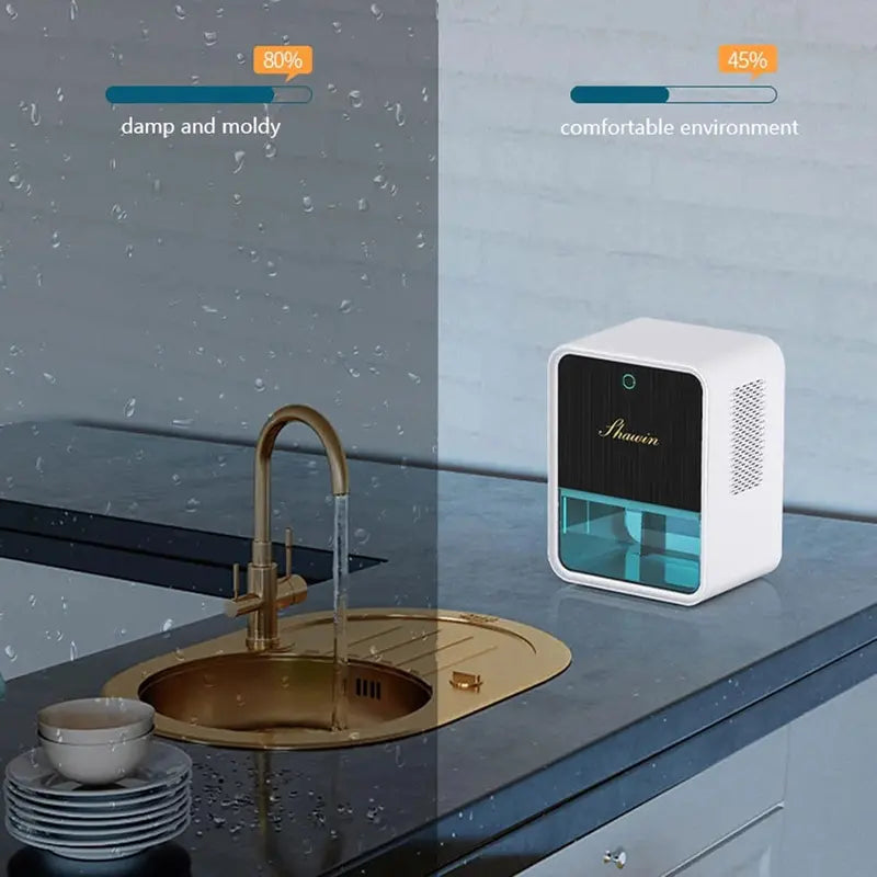 Compact Bedroom Dehumidifier  2.2L Tank, Built-In Hygrometer & RGB LED Display