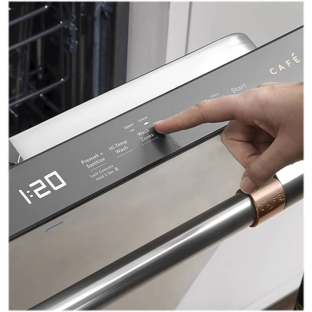 Café - 24" Top Control Tall Tub Built-In Dishwasher with Stainless Steel Tub and Silverware Jets - Stainless steel
