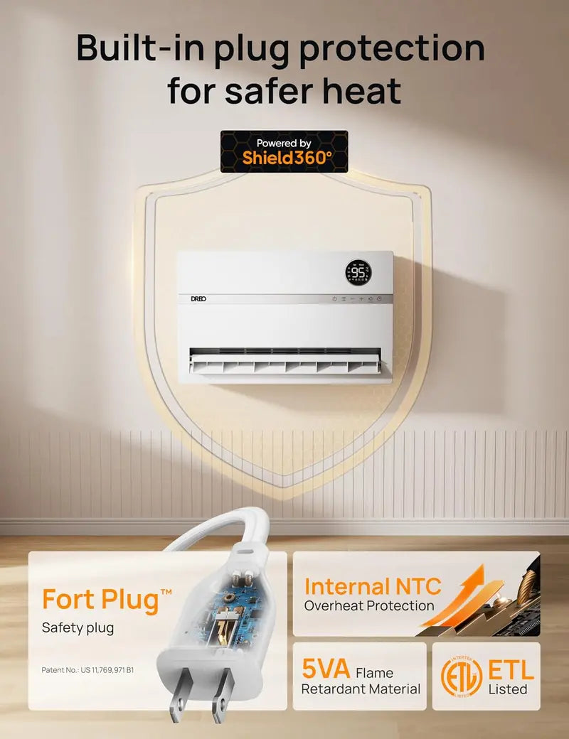 Dreo WH719S Smart Wall Heater | 1500W Vertical Oscillating Heater with 120 Sweep, Alexa Integration, 24H Timer, Remote & Adjustable Thermostat for Compact Spaces