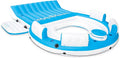 Splash N Chill Inflatable Pool Lounger – 145″ x 125″ x 20″ Island Float for Up to 7 Adults (Blue/White)