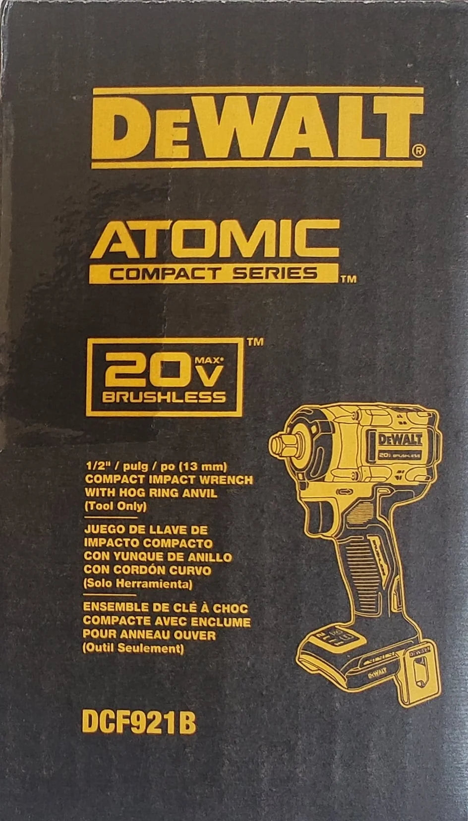 Dewalt DCF921B ATOMIC 20-Volt MAX Cordless Brushless 1/2 in. Impact Wrench (Tool-Only)