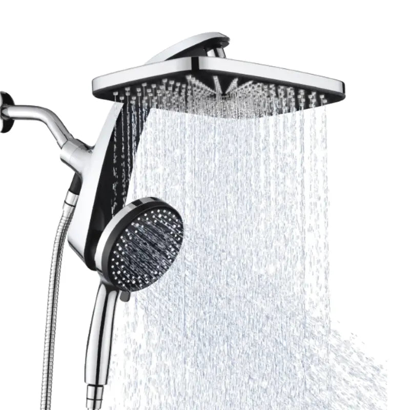 Square Rainfall Shower System – 10 Spray Modes, Handheld Unit, 2.5 GPM Flow Rate