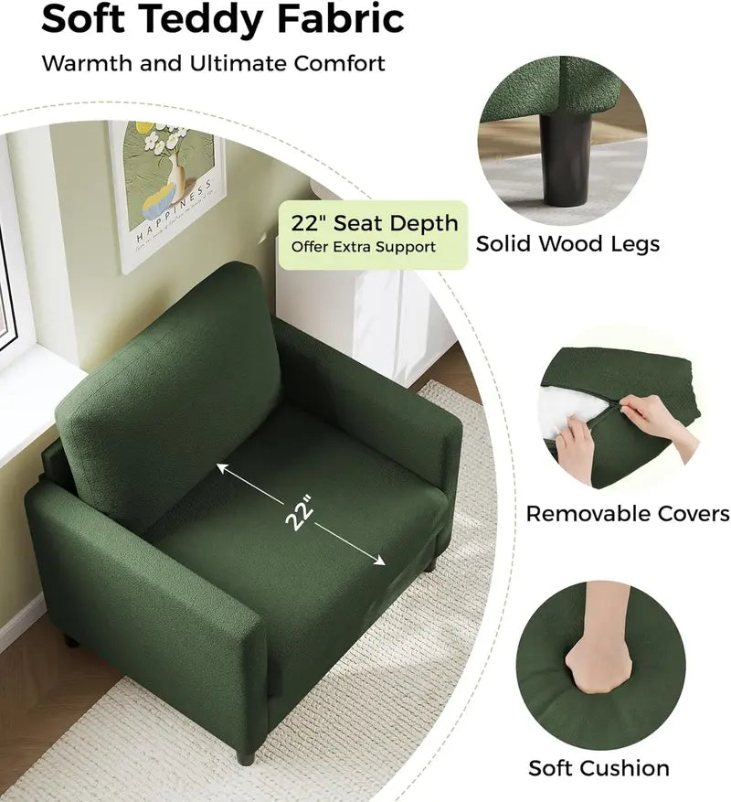 Compact 51-Inch Corduroy Loveseat  Space-Saving Small-Scale Sofa with Tool-Free Setup