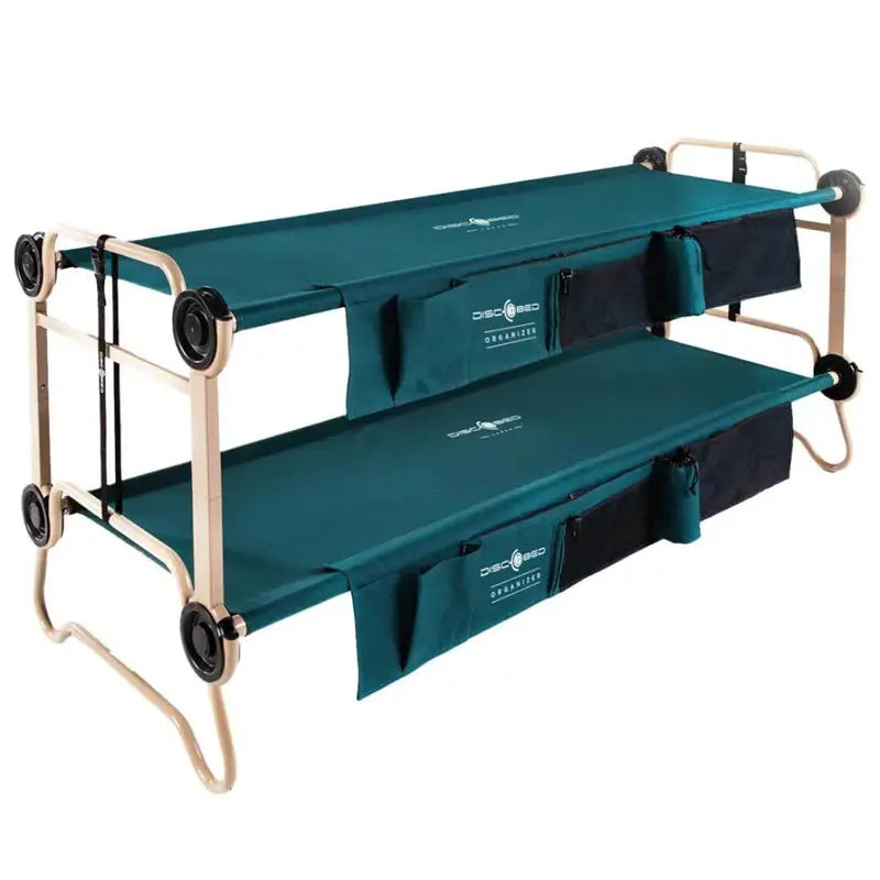 Disc-O-Bed Cam-O-Bunk Large Double Cot  Benchable Military-Grade Camping Cot with Integrated Storage Organizers