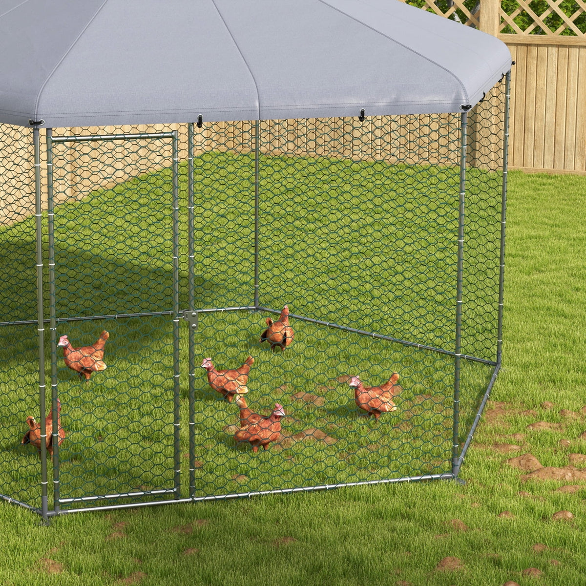GFVCNIO PawHut Large Metal Coop Run for Ducks and Rabbits with Waterproof and Anti-UV Cover Walk-in Poultry Cage Hen House for Outdoor and Yard Farm Use 13' x 11.4' x 8.6'