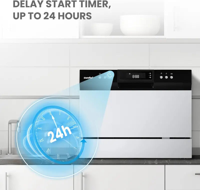 Compact Energy Star ertified Portable Dishwasher  6-Place Setting, 8 Wash Cycles, Dorm/RV/Apartment Friendly