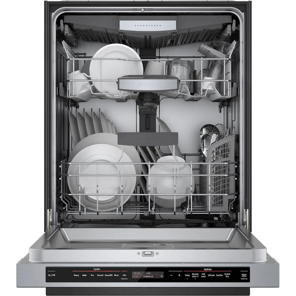 Bosch - 800 Series 24" Top Control Built-In Dishwasher with CrystalDry, Stainless Steel Tub, 3rd Rack, 42 dBa - Stainless steel
