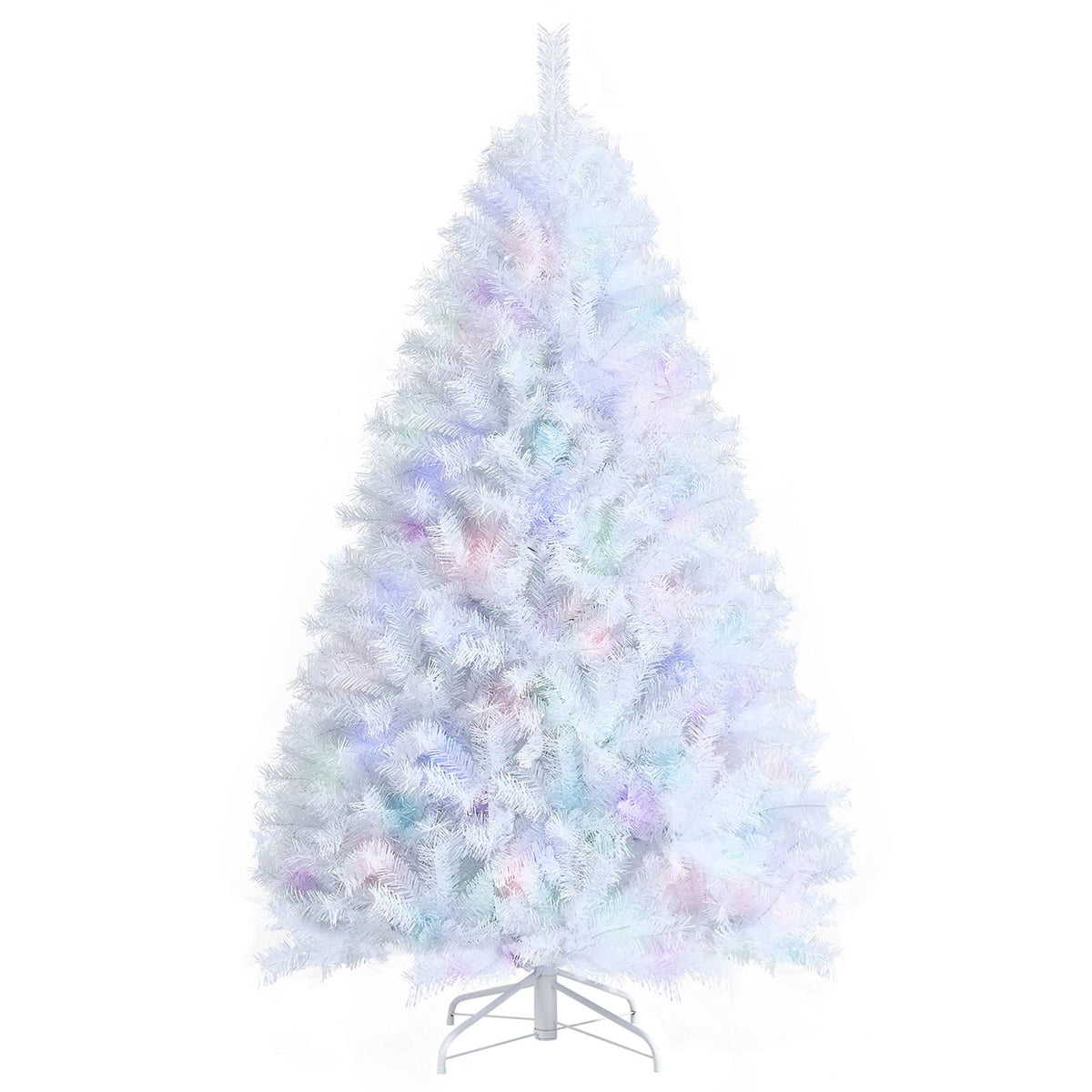 Costway 6ft White Iridescent Tinsel Artificial Christmas Tree w/ 792 Branch Tips