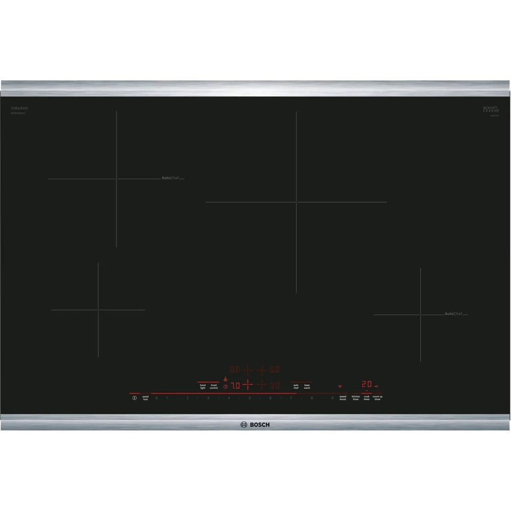 Bosch 800 Series 30" Built-In Electric Induction Cooktop with 4 elements and HomeConnect