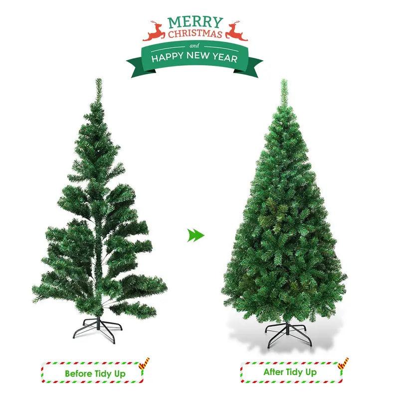 Sturdy Pre-Lit Artificial Christmas Tree with Reinforced Metal Stand