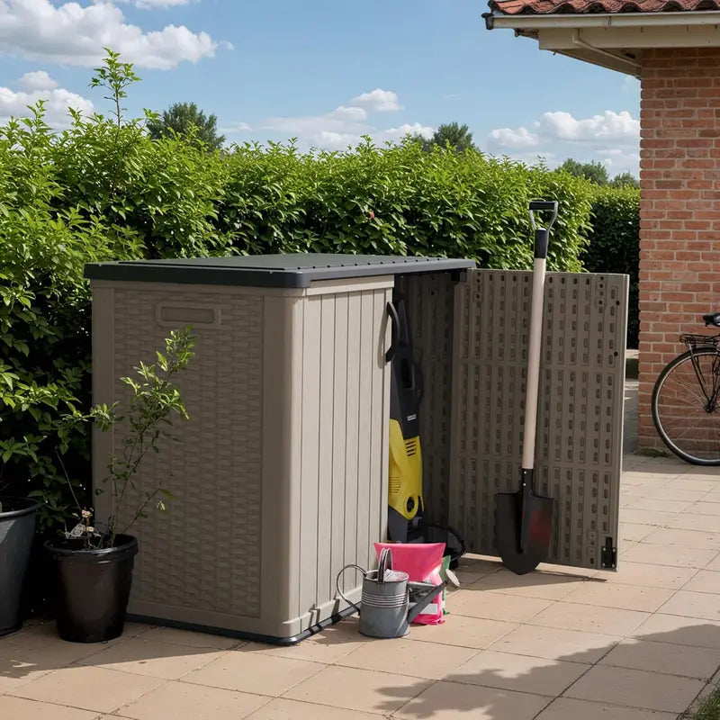 Devoko Weatherproof Outdoor Storage Cabinet  26 Cu Ft Horizontal Patio Box with Lockable Doors