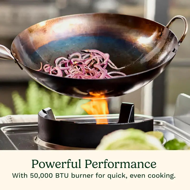 Cuisinart Outdoor Wok Station  50,000 BTU High-Heat Burner + 14-Inch Carbon Steel Wok for Authentic Stir-Frying