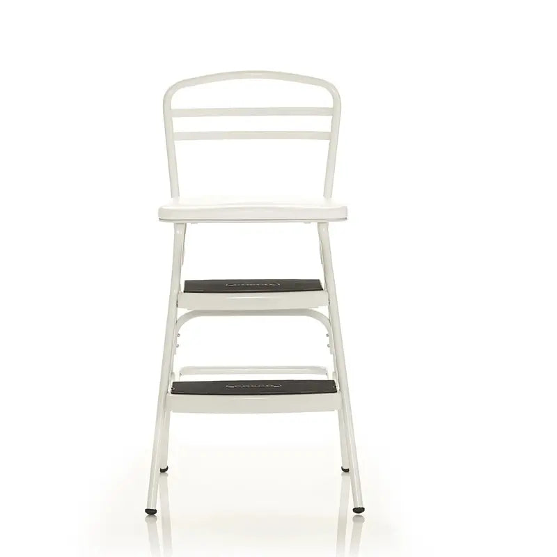 COSCO Stylaire Retro Step Stool Chair  Flip-Up Seat Design, White Finish, Single Unit