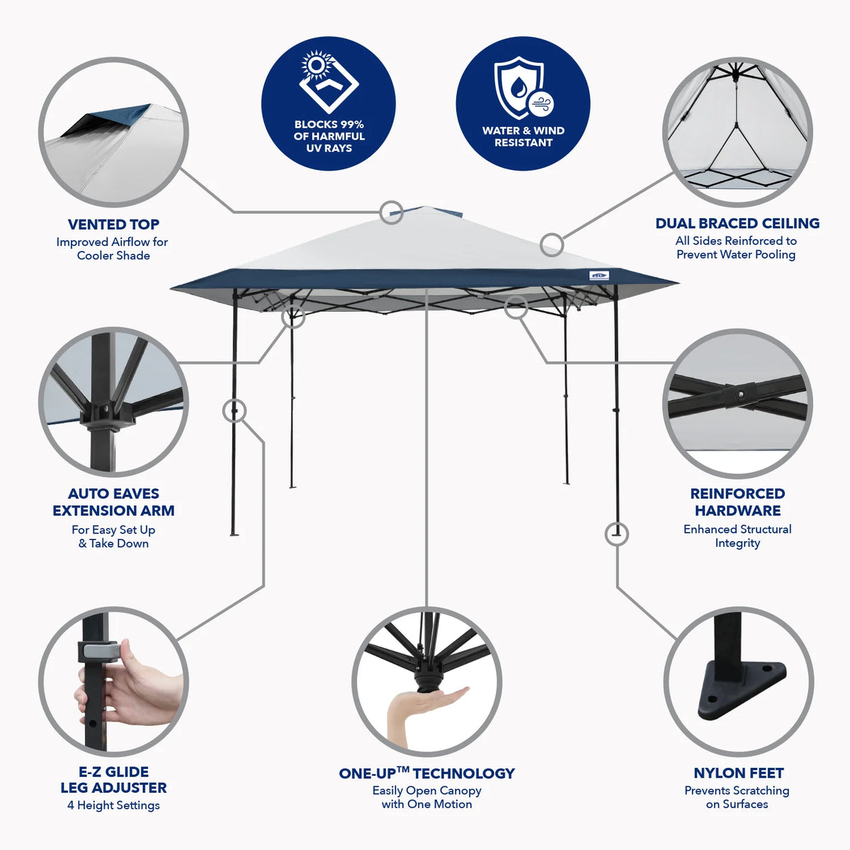 E - Z UP 13x13 ONE - UP Instant Canopy Tent ?pop up Outdoor Shade Tent with Vented Top, Adjustable Height & Roller Bag